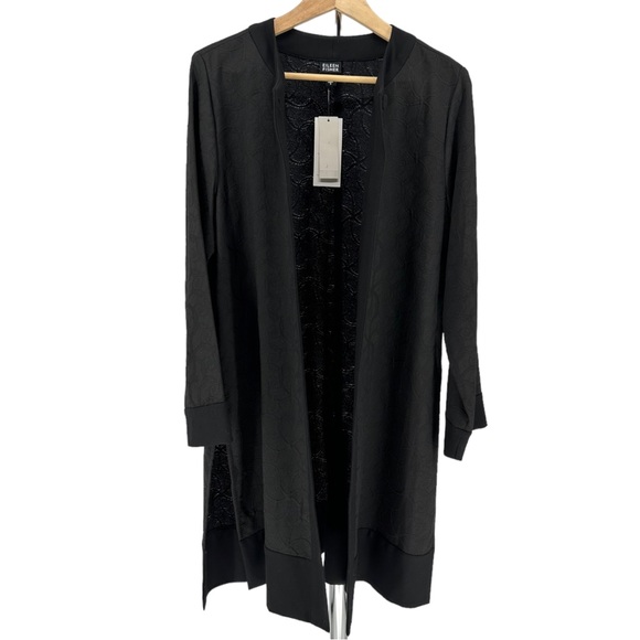 Eileen Fisher Black Jacquard Swirl Single Button Duster Long Cardigan Small NWT - Picture 2 of 12